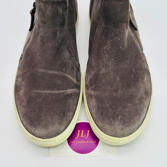 ECCO Women's Soft 7 Gray Nubuck Side Zip Ankle Sneaker Booties Size 42 EU/ 11 US - Picture 4 of 11